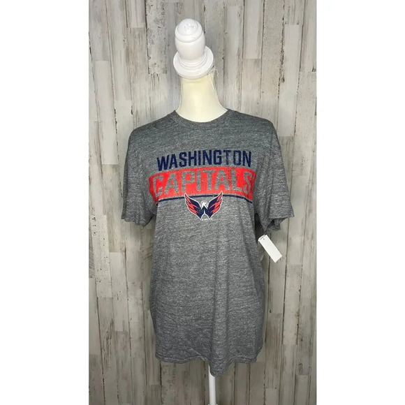 NWT Washington Capitals NHL Men's Size Medium Gray Logo Tee Shirt - Picture 1 of 4